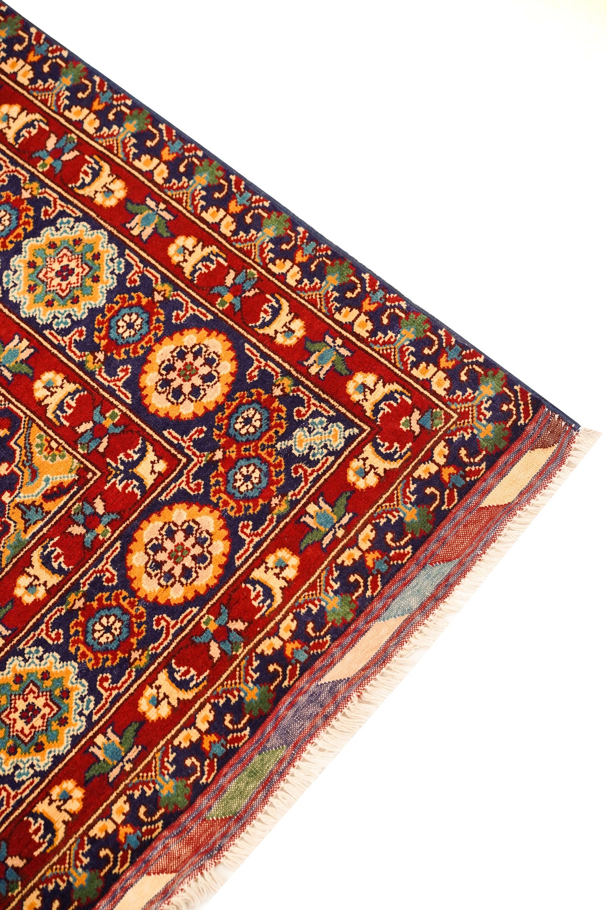 Turkmani Hand-Knotted Wool Area Rug in Red, 9'11 x 6'8