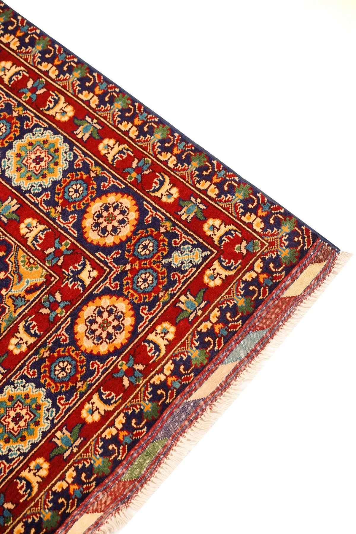 Turkmani Hand-Knotted Wool Area Rug – Red, 9'11" x 6'8" | Carpetery - Carpetery