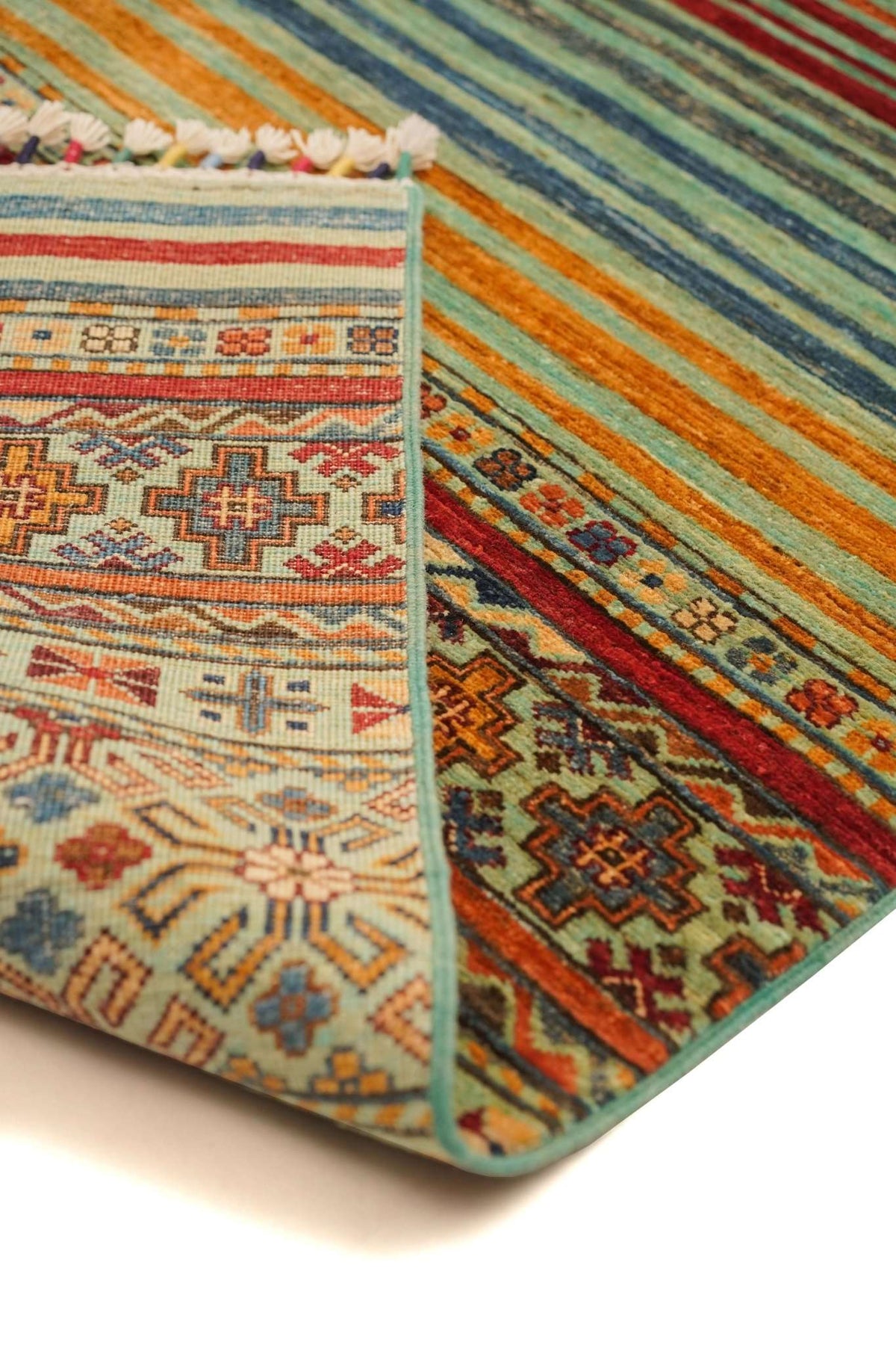 Khurjeen Hand-Knotted Wool Area Rug – Earthy Multicolor, 11'3" x 8'0" | Carpetery - Carpetery
