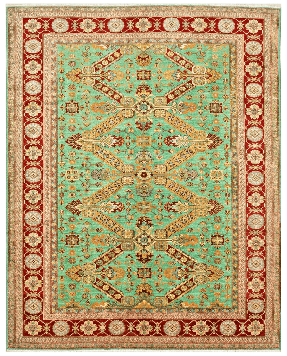 Super Kazak Hand-Knotted Wool Area Rug – Multicolor, 12'6" x 9'1" | Carpetery - Carpetery