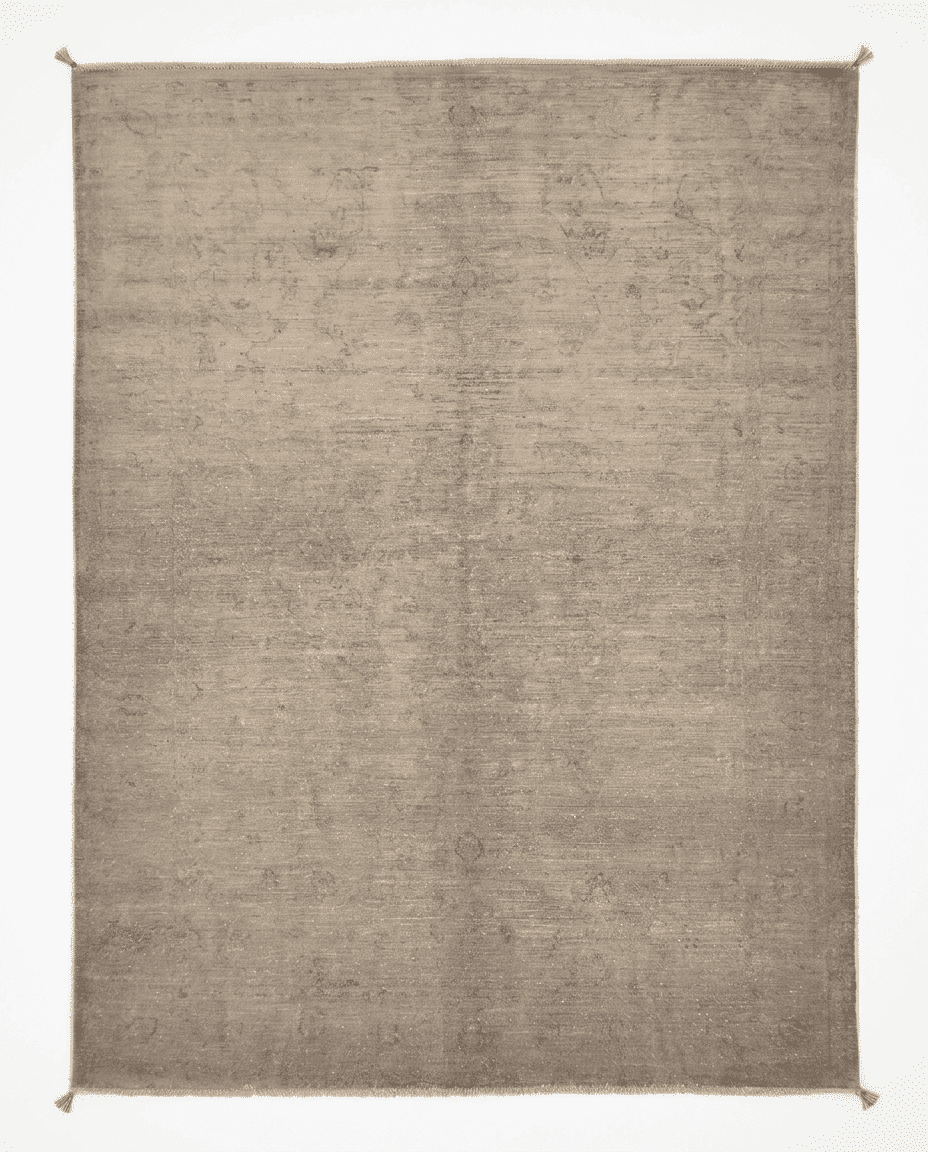 Over-Dyed Hand-Knotted Wool Area Rug – Grey Beige, 9'9" x 6'7" | Carpetery - Carpetery