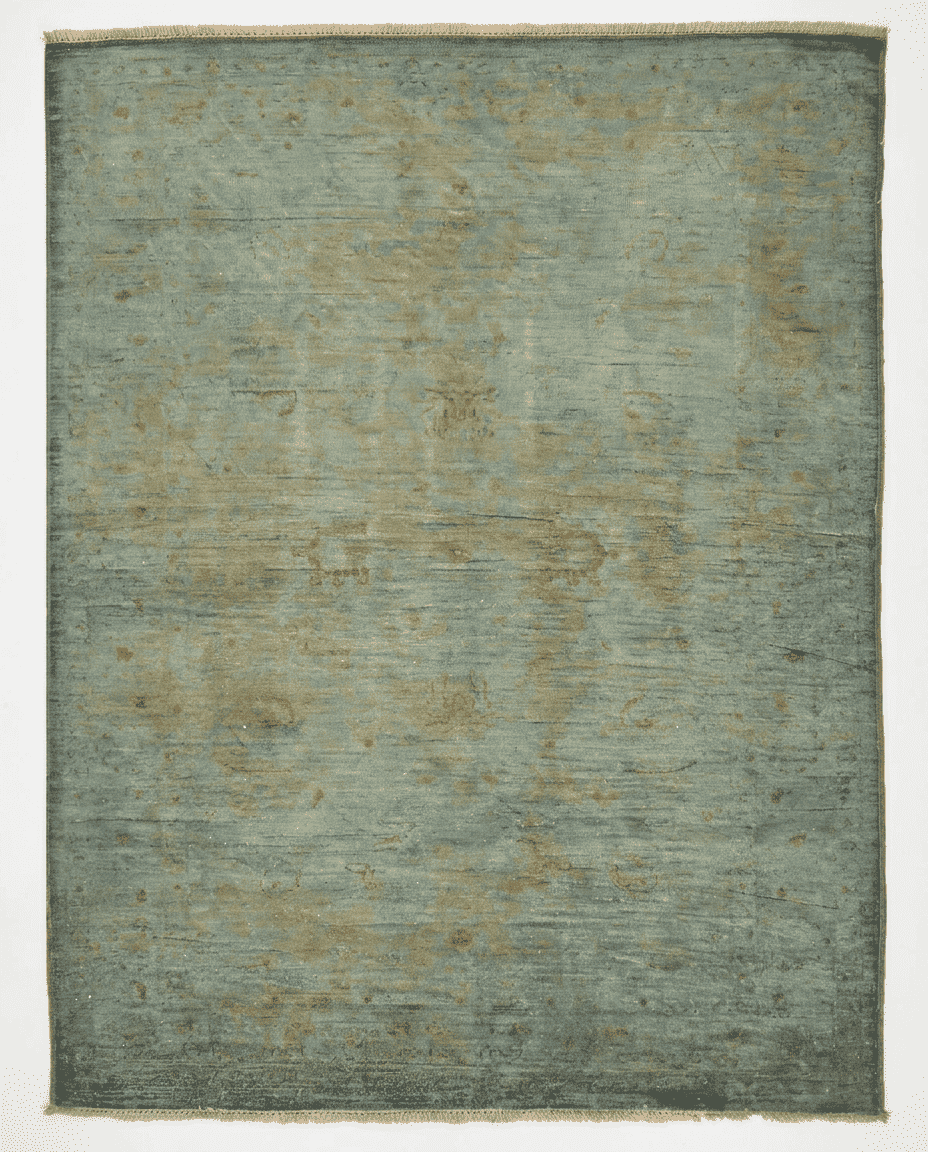 Over-Dyed Hand-Knotted Wool Area Rug – Teal Blue, 5'6" x 3'11" | Carpetery - Carpetery