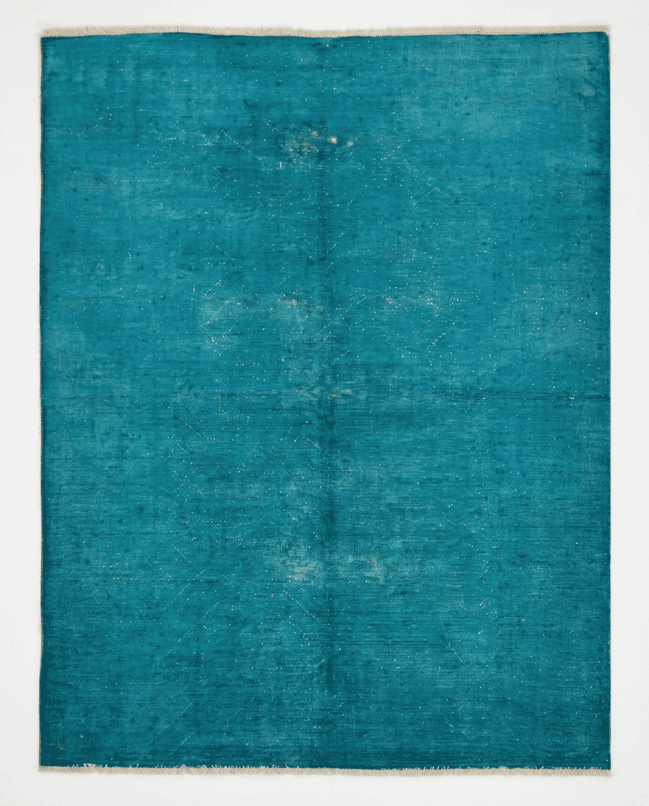 Over-Dyed Hand-Knotted Wool Area Rug – Turquoise, 9'6" x 6'5" | Carpetery - Carpetery