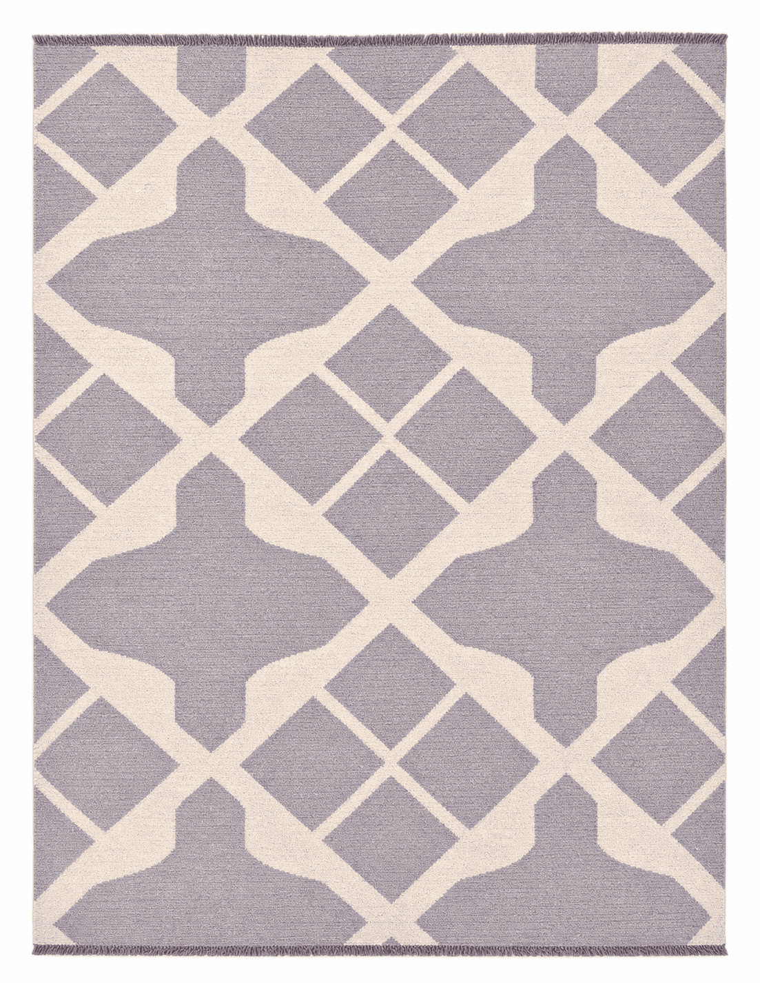 Modern Kilim Area Rug – Grey & Cream Geometric Trellis Design, Handwoven Flatweave Rug, 8'6" x 6'10" (258 x 208 cm) | Rug 3597 - Carpetery