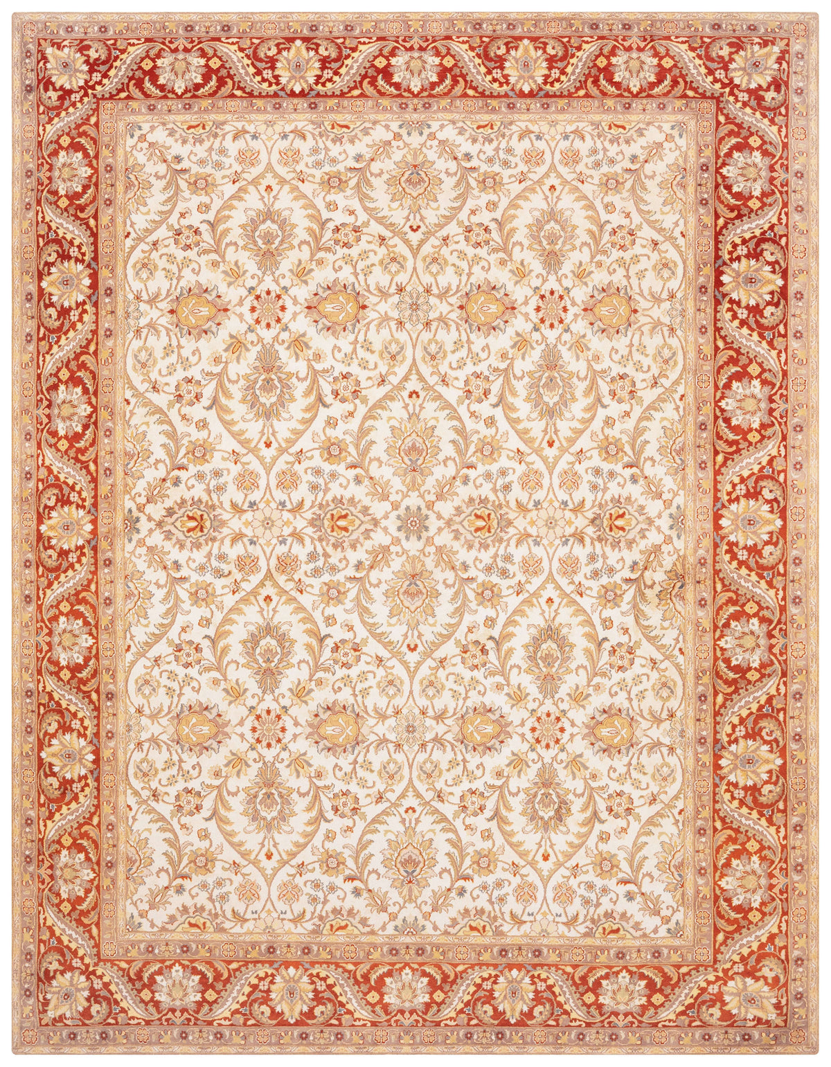 Sootri Hand-Knotted Silk Area Rug in Ivory & Gold, 10'2 x 8'0