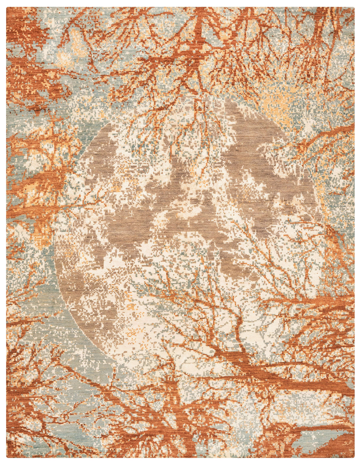 Modern Hand-Knotted Wool Area Rug in Multicolor, 10'4 x 8'0