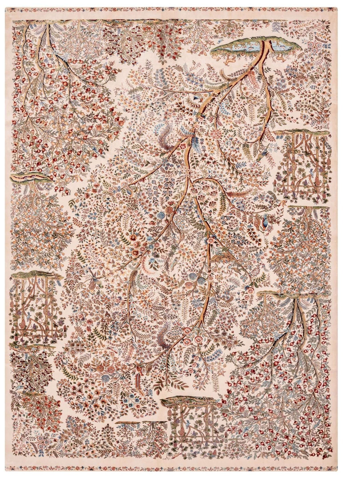 Turkish Silky Hand-Knotted Silk Area Rug – Multicolor, 9'8" x 6'7" | Carpetery - Carpetery