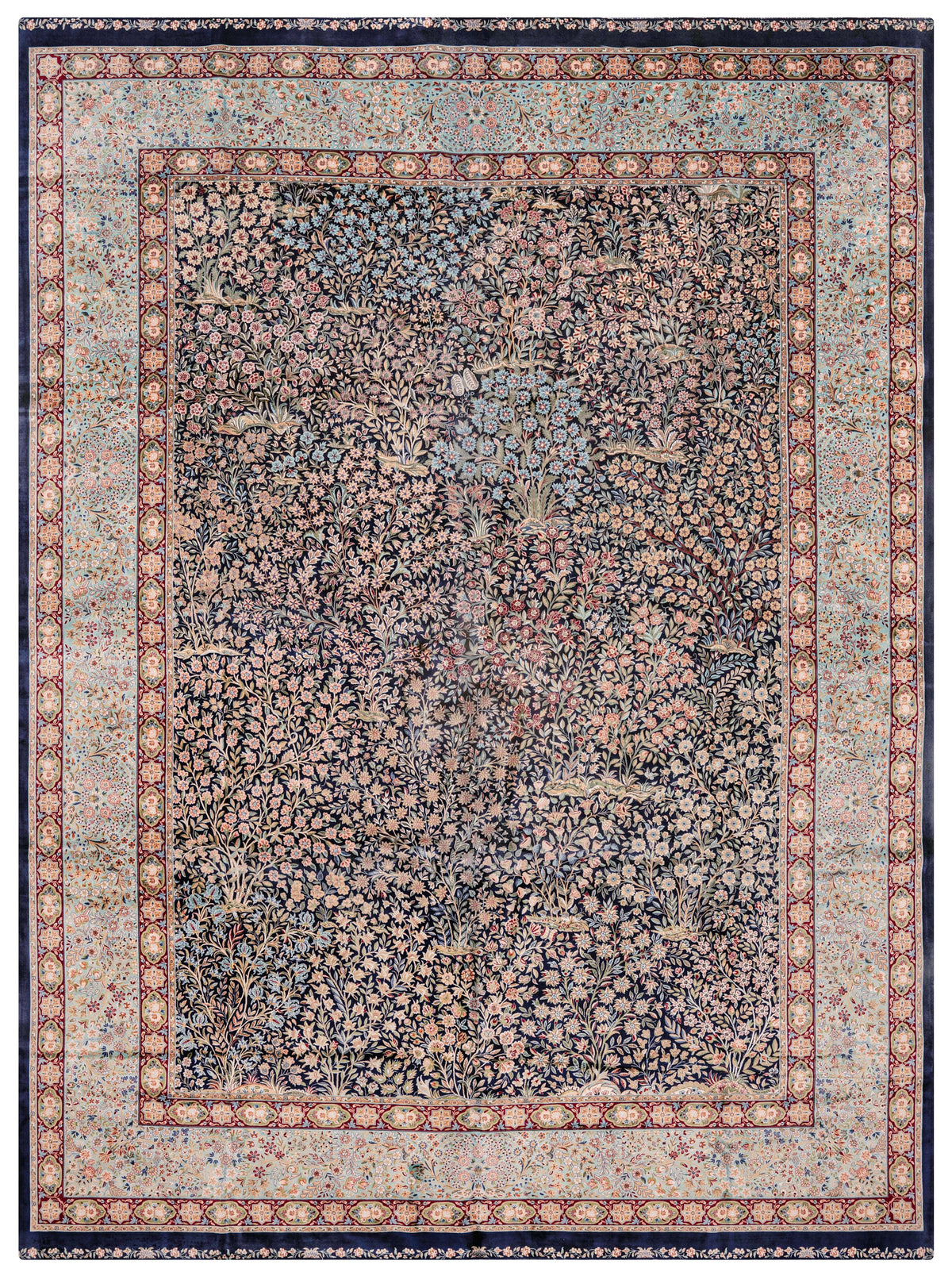 Turkish Silky Hand-Knotted Silk Area Rug in Multicolor, 11'2 x 8'2