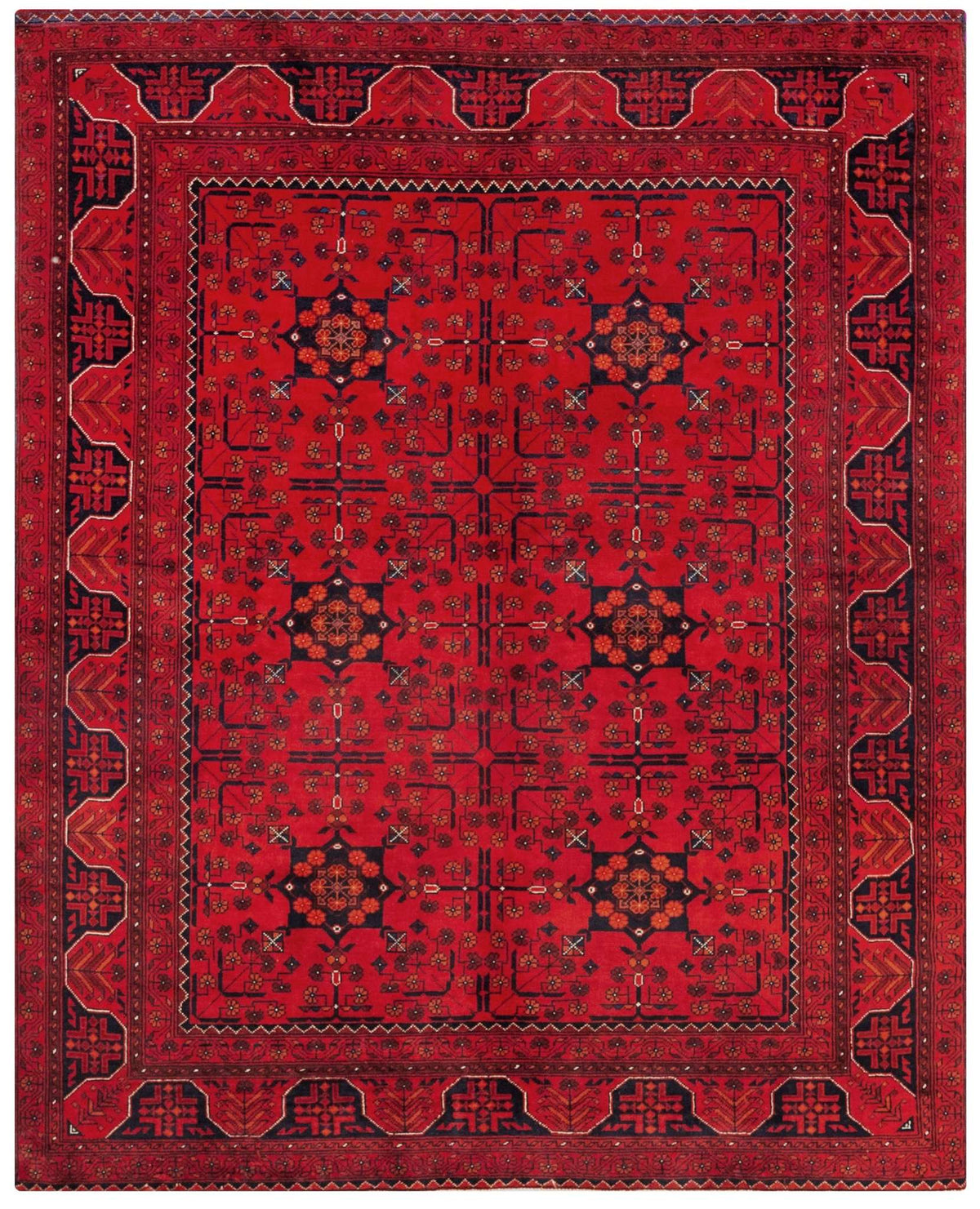 Khamiyab Hand-Knotted Wool Area Rug – Ruby Red, 6'5" x 4'11" | Carpetery - Carpetery