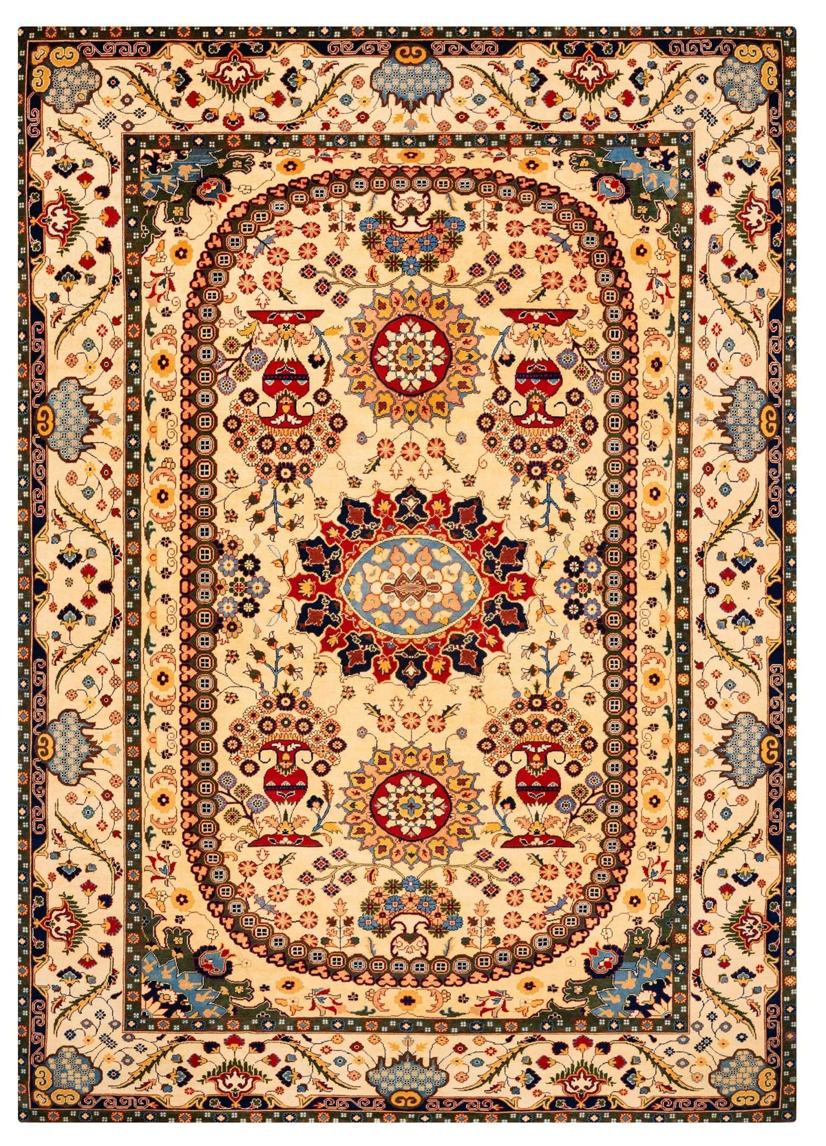 Turkmani Hand-Knotted Wool Area Rug – Red, 11'8" x 8'1" | Carpetery - Carpetery