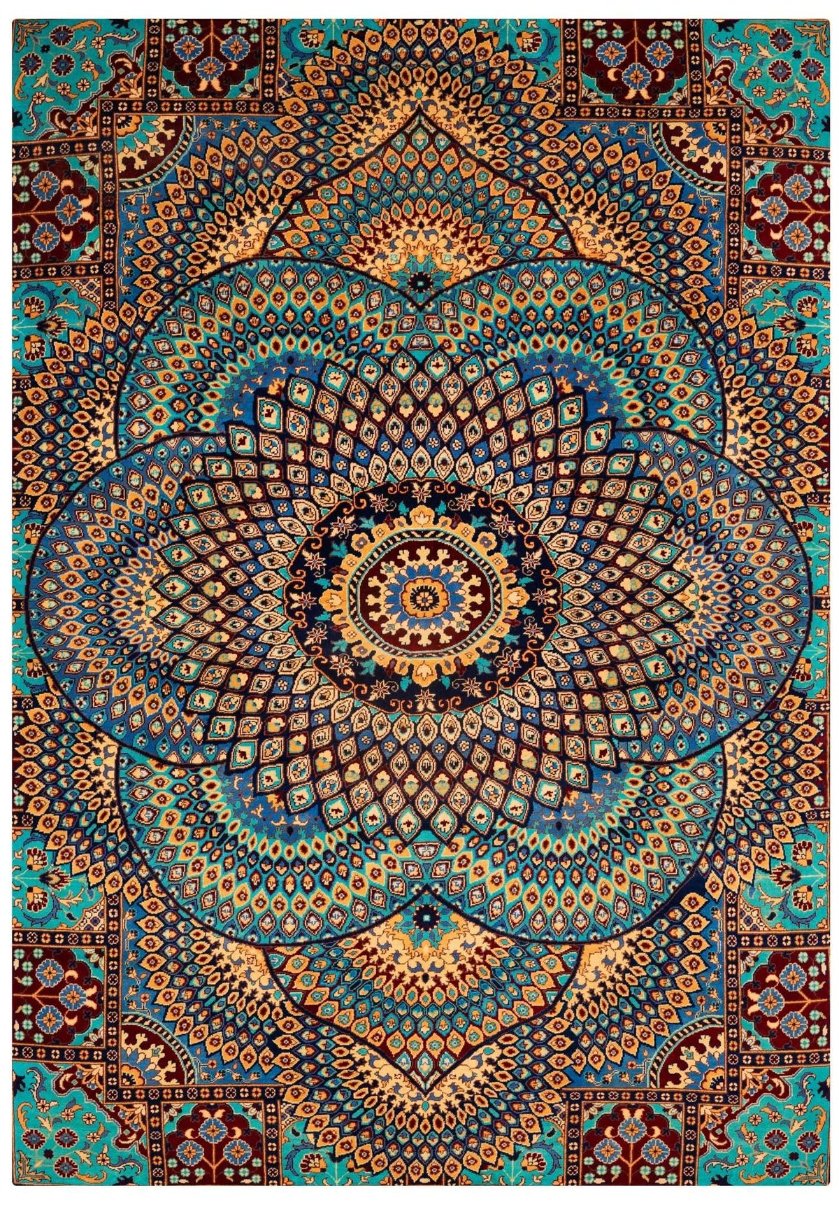 Turkmani Hand-Knotted Wool Area Rug – Red, 9'5" x 6'8" | Carpetery - Carpetery