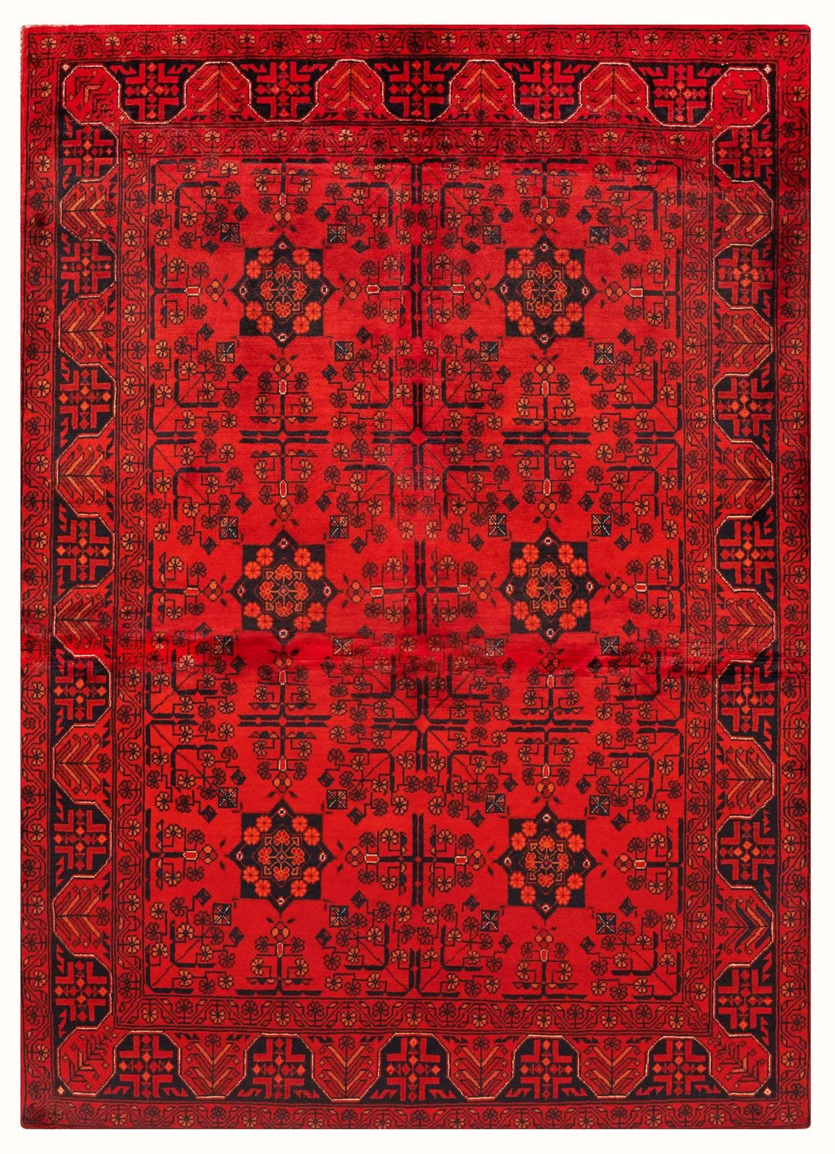 Khamiyab Hand-Knotted Wool Area Rug – Red, 6'5" x 4'11" | Carpetery - Carpetery