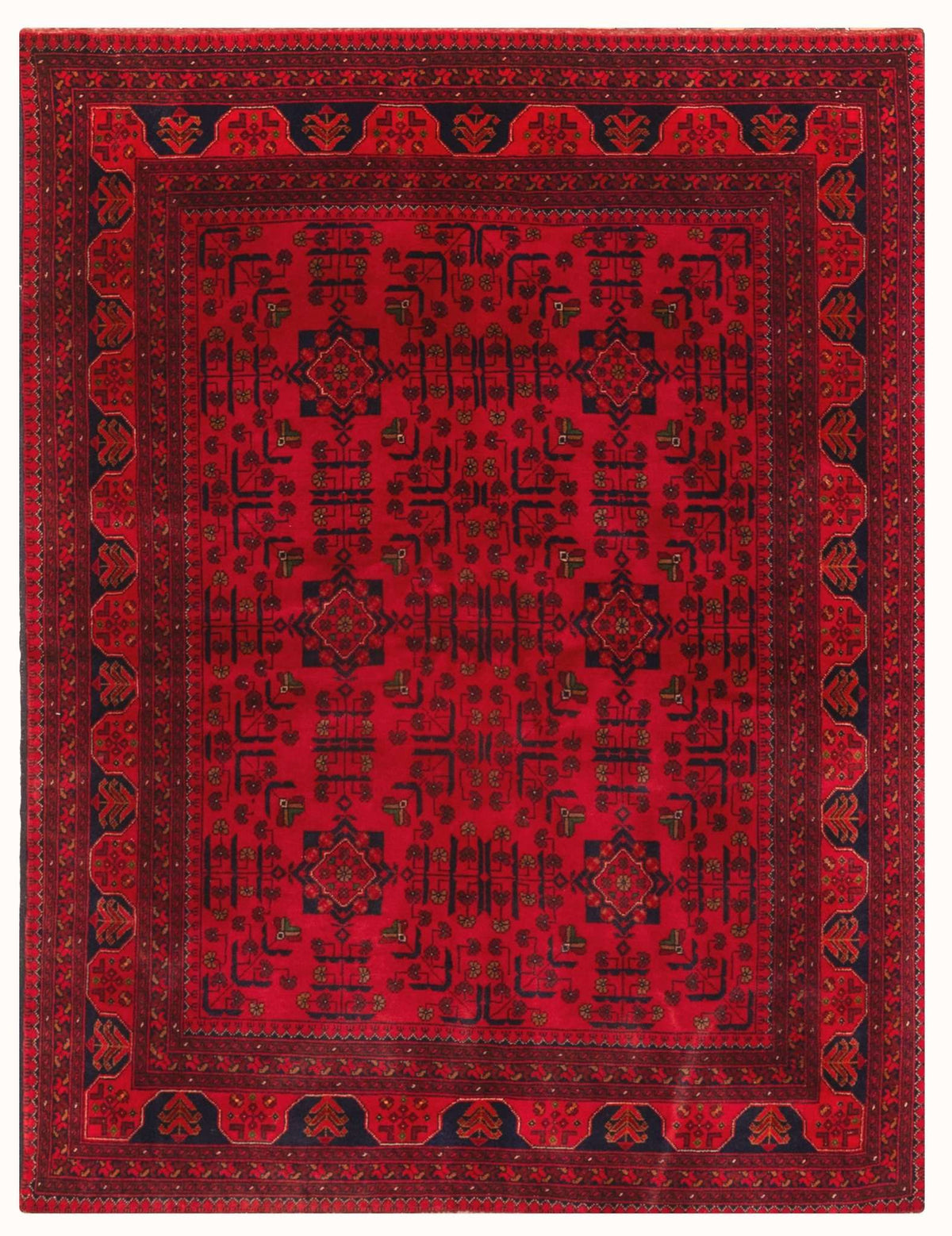 Khamiyab Hand-Knotted Wool Area Rug – Crimson Red, 6'5" x 4'11" | Carpetery - Carpetery