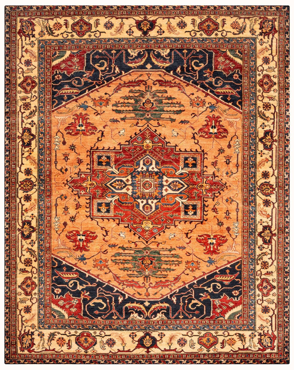 Super Kazak Hand-Knotted Wool Area Rug – Multicolor, 9'10" x 7'10" | Carpetery - Carpetery