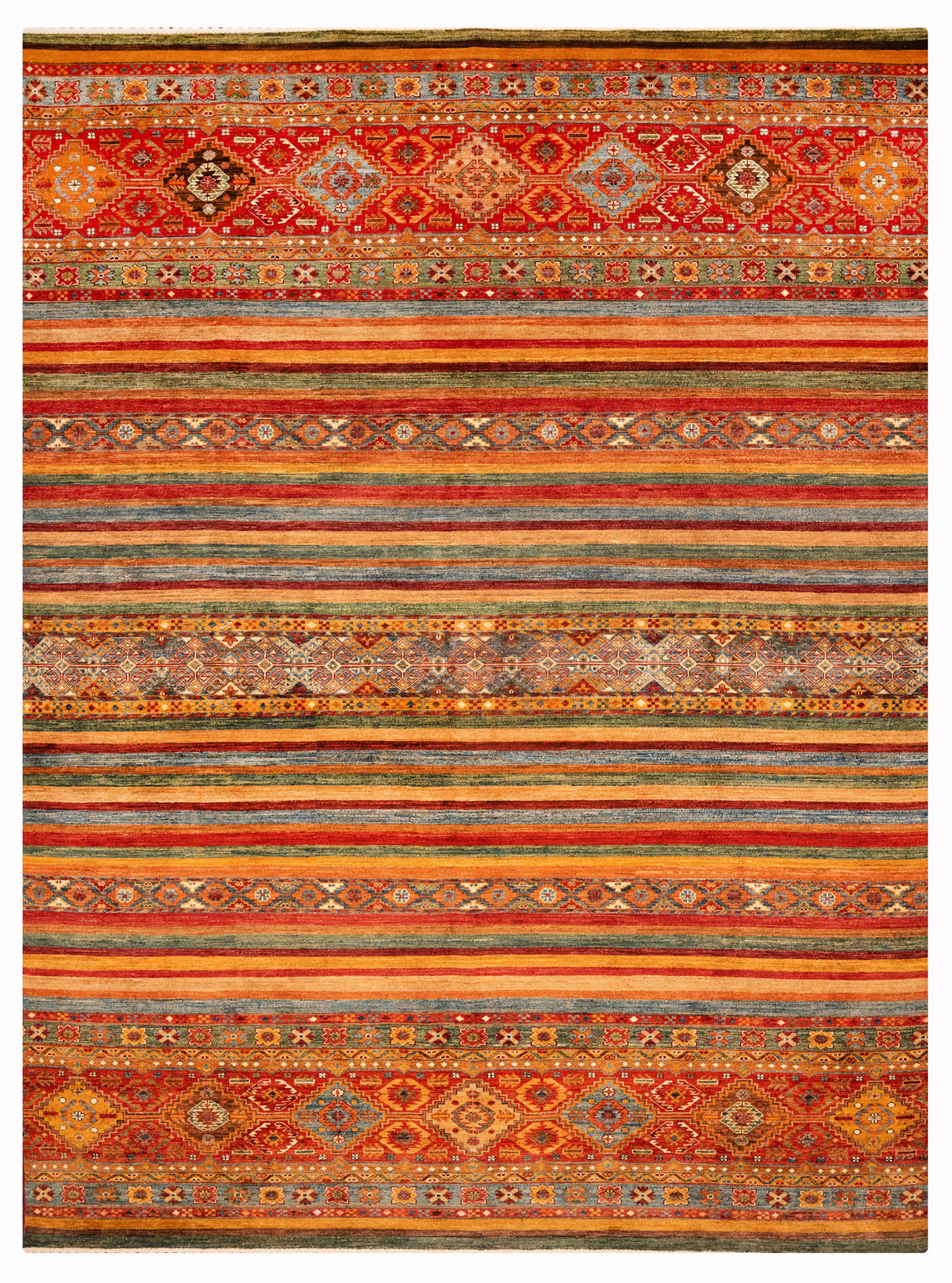 Khurjeen Hand-Knotted Wool Area Rug in Multicolor, 11'7 x 8'1