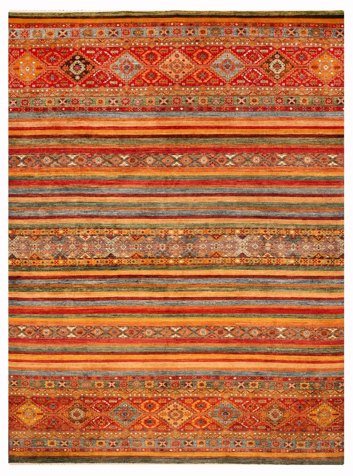 Khurjeen Hand-Knotted Wool Area Rug – Multicolor, 11'7" x 8'1" | Carpetery - Carpetery