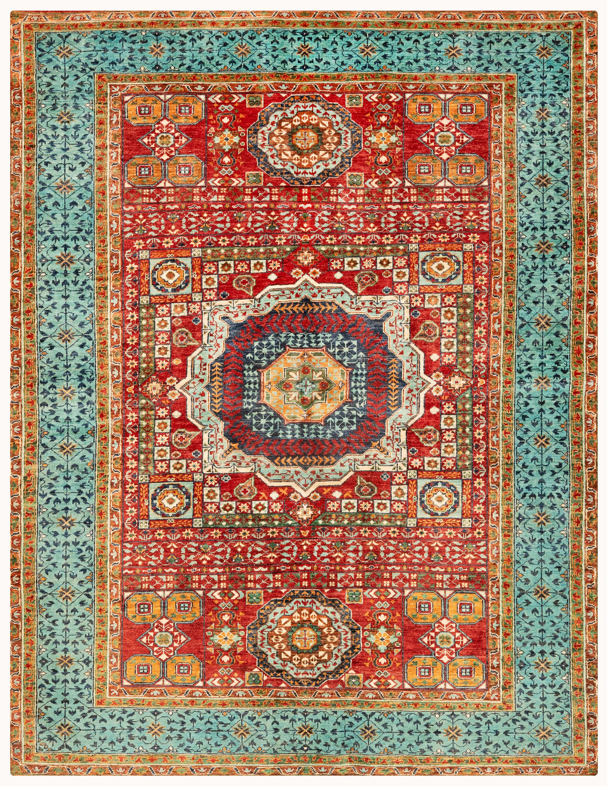 Khurjeen Hand-Knotted Wool Area Rug in Multicolor, 7'9 x 5'9