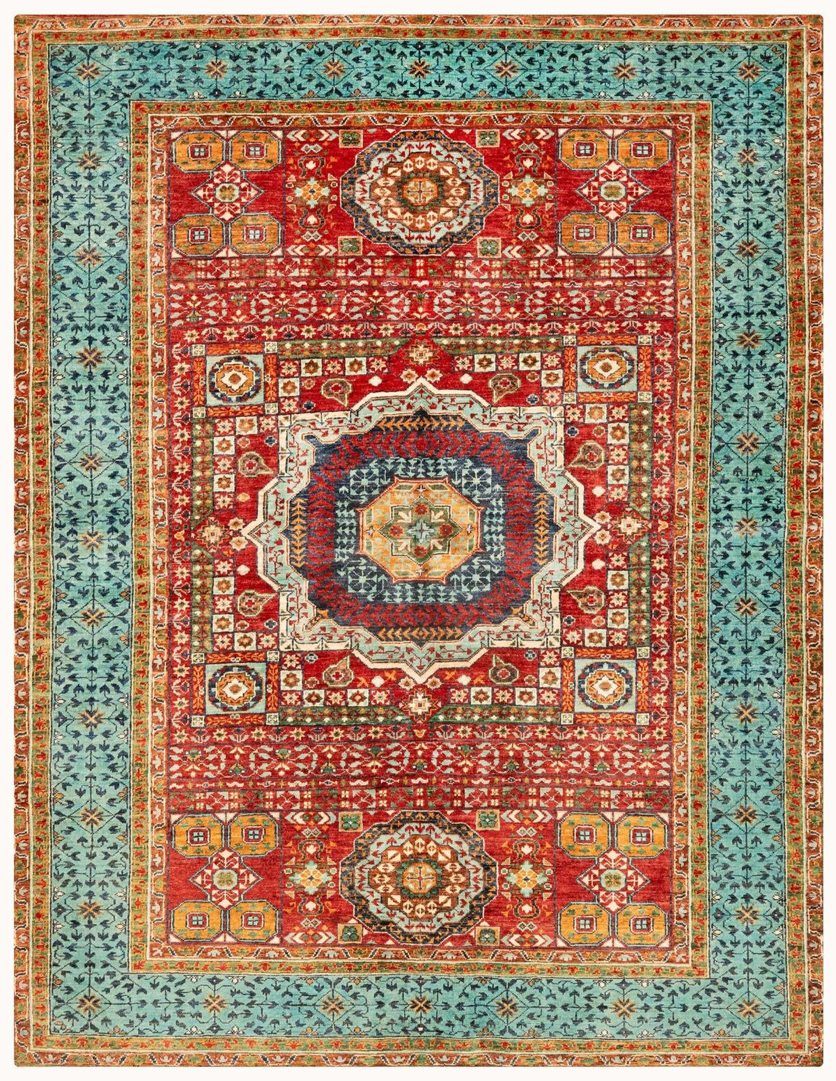 Khurjeen Hand-Knotted Wool Area Rug – Multicolor, 7'9" x 5'9" | Carpetery - Carpetery