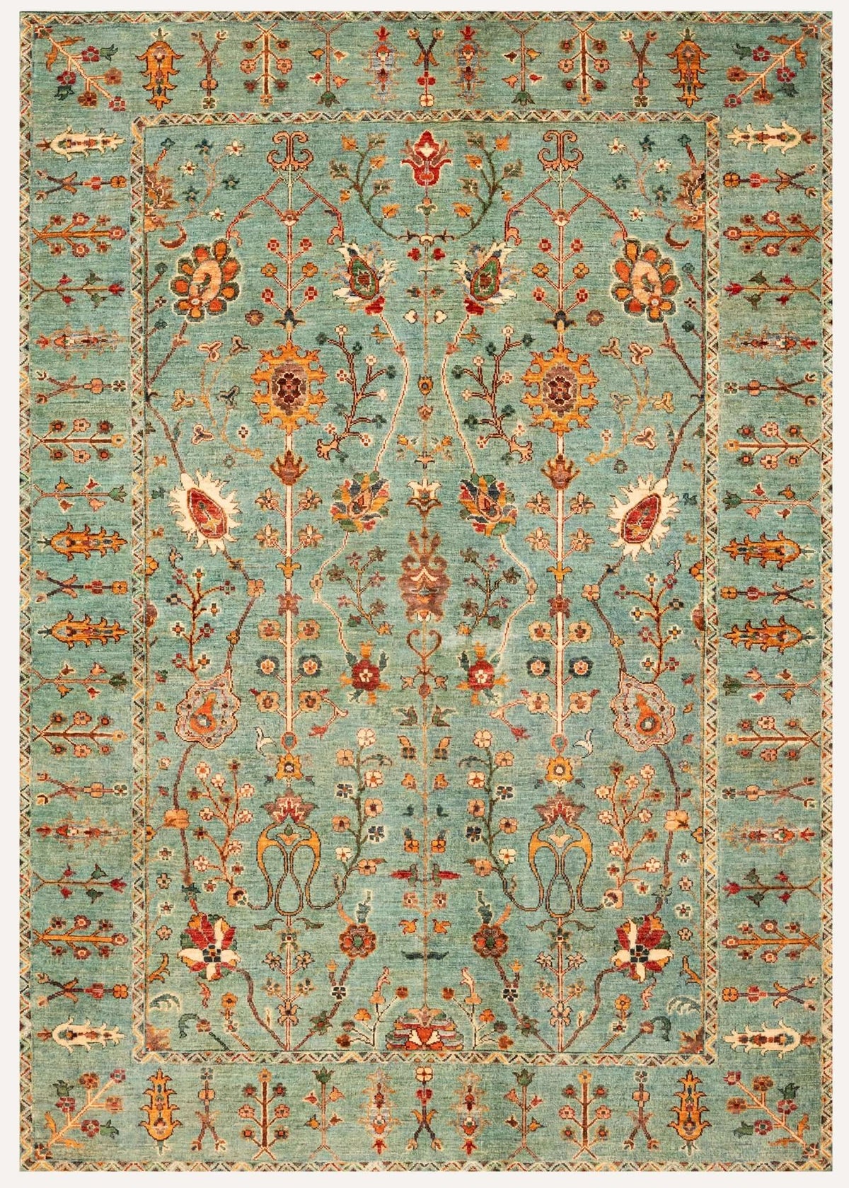 Khurjeen Hand-Knotted Wool Area Rug – Multicolor, 8'4" x 5'9" | Carpetery - Carpetery