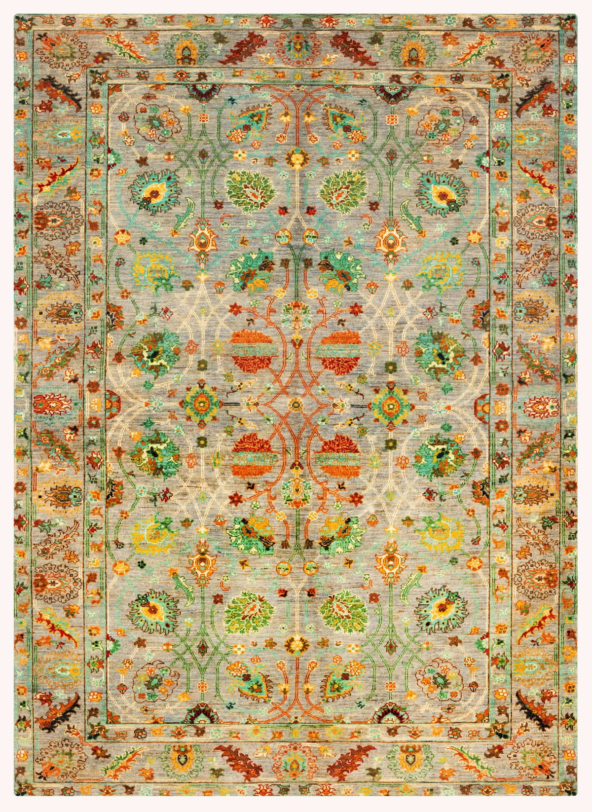 Khurjeen Hand-Knotted Wool Area Rug in Multicolor, 5'10 x 3'11