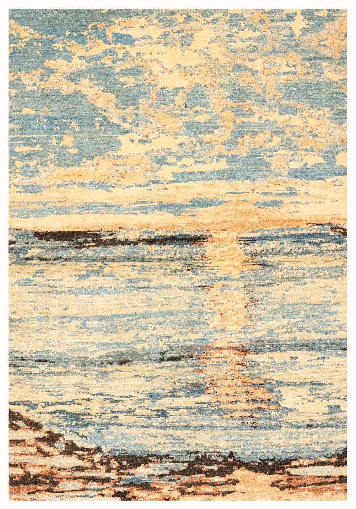 Modern Hand-Knotted Wool Area Rug – Multicolor, 5'8" x 4'0" | Carpetery - Carpetery