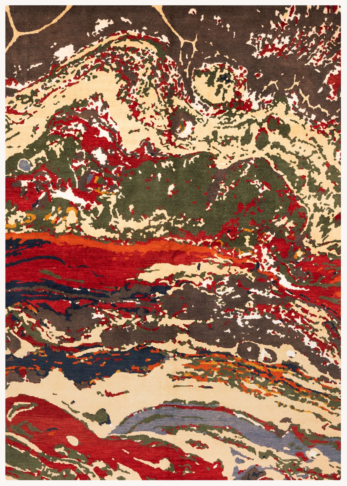 Modern Hand-Knotted Wool Area Rug in Multicolor, 9'0 x 6'1