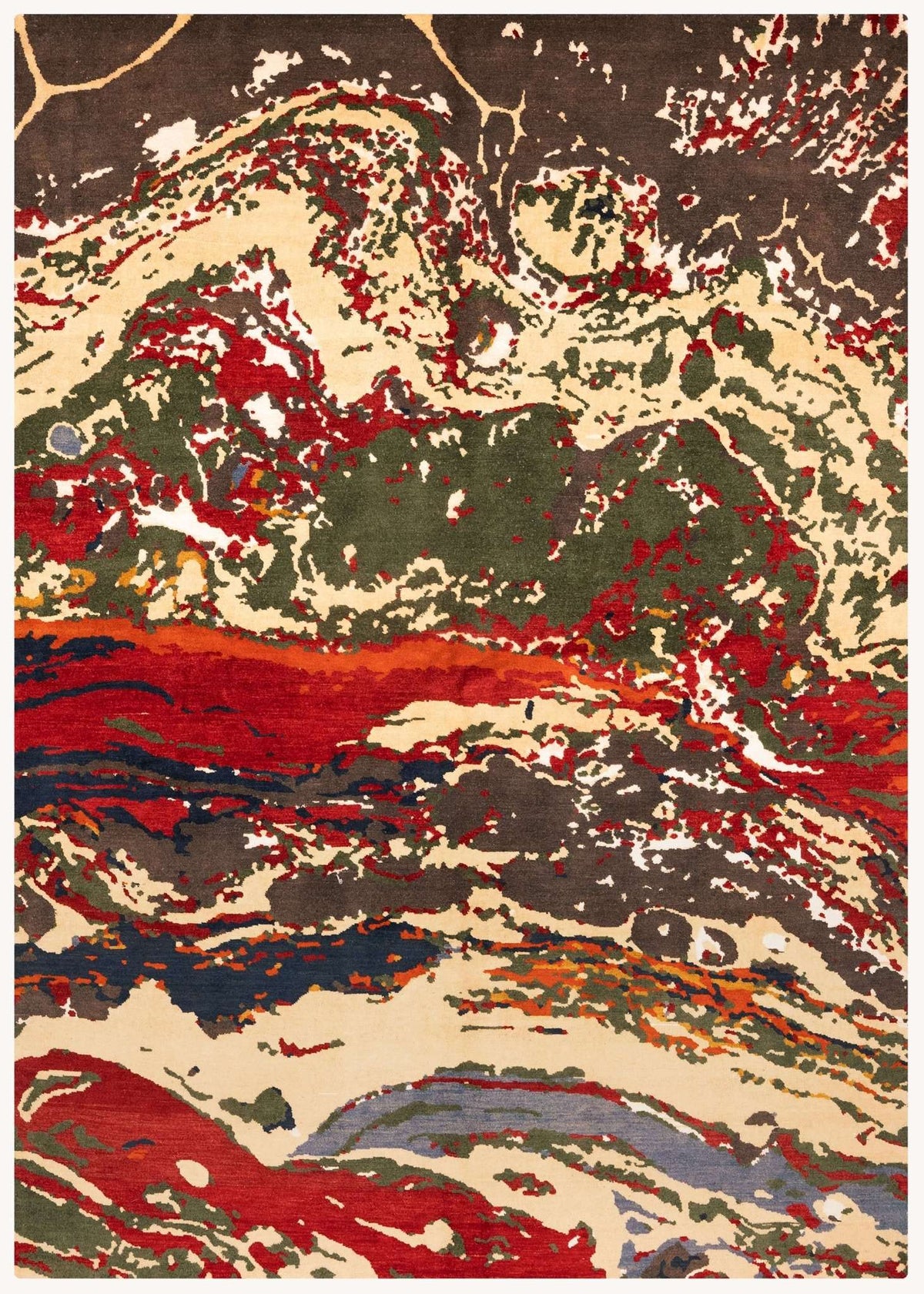 Modern Hand-Knotted Wool Area Rug – Multicolor, 9'0" x 6'1" | Carpetery - Carpetery