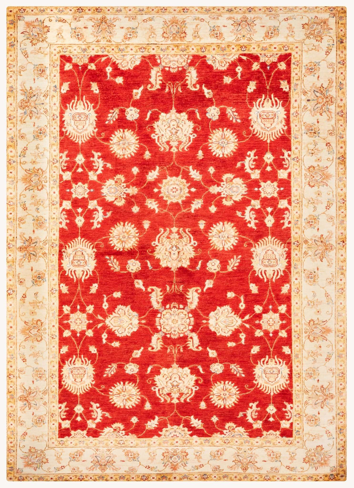 Farhan Hand-Knotted Wool Area Rug – Crimson Red, 7'11" x 5'8" | Carpetery - Carpetery