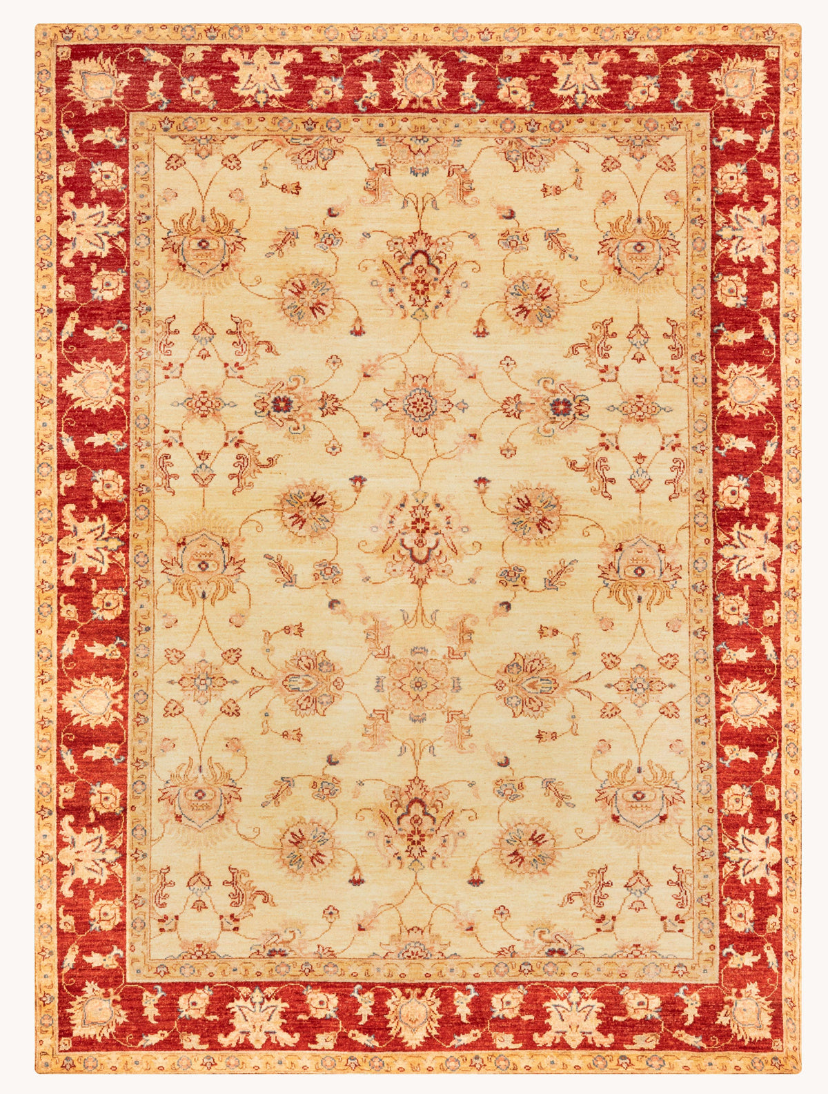 Farhan Hand-Knotted Wool Area Rug in Gold, 7'10 x 5'9