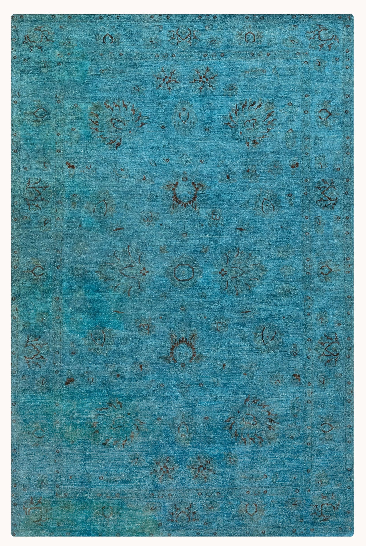 Over-Dyed Hand-Knotted Wool Area Rug in Vibrant Multicolor, 6'10 x 4'4