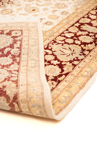 Sootri Hand-Knotted Silk Area Rug in Ivory & Ruby Red, 10'2 x 8'0 (view 2)