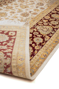 Sootri Hand-Knotted Silk Area Rug in Ivory & Red, 10'3 x 8'0 (view 2)