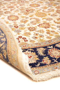 Sootri Hand-Knotted Silk Round Area Rug in Ivory & Navy, 8'1 x 8'0 (view 2)