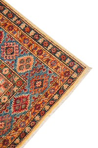 Super Kazak Hand-Knotted Wool Area Rug in Ivory & Rust, 9'4 x 6'0 (view 3)