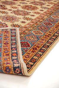 Super Kazak Hand-Knotted Wool Area Rug in Ivory & Rust, 9'4 x 6'0 (view 2)