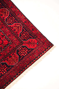Khamiyab Hand-Knotted Wool Area Rug in Ruby Red, 6'5 x 4'11 (view 3)