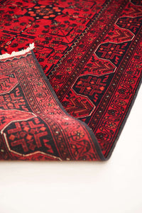 Khamiyab Hand-Knotted Wool Area Rug in Ruby Red, 6'5 x 4'11 (view 2)
