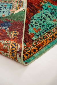 Khurjeen Hand-Knotted Wool Area Rug in Multicolor, 9'11 x 8'2 (view 2)