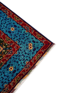 Turkmani Hand-Knotted Wool Area Rug in Red, 9'10 x 6'7 (view 3)