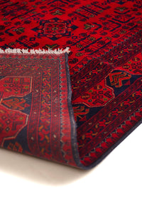 Khamiyab Hand-Knotted Wool Area Rug in Crimson Red, 6'5 x 4'11 (view 2)