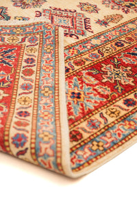 Super Kazak Hand-Knotted Wool Area Rug in Red & Ivory, 9'0 x 6'0 (view 2)