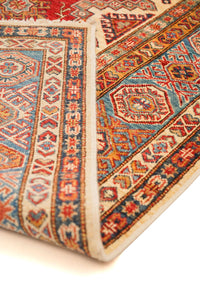 Super Kazak Hand-Knotted Wool Area Rug in Red & Ivory, 9'7 x 6'0 (view 2)