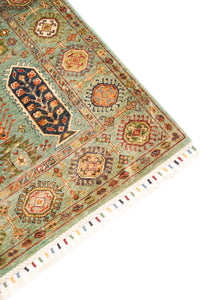 Khurjeen Hand-Knotted Wool Area Rug in Multicolor, 8'1 x 5'9 (view 3)