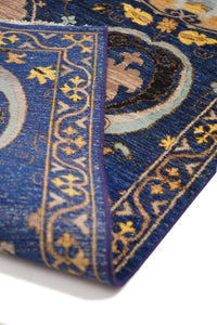 Suzani Hand-Knotted Wool Area Rug in Navy Blue, 9'9 x 6'8 (view 2)