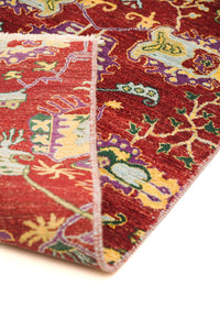 Suzani Hand-Knotted Wool Area Rug in Red, 9'1 x 6'0 (view 2)