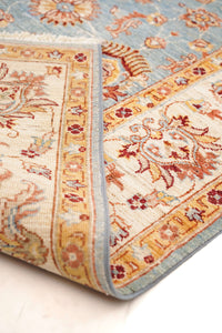 Farhan Hand-Knotted Wool Area Rug in Sky Blue, 8'3 x 5'7 (view 2)