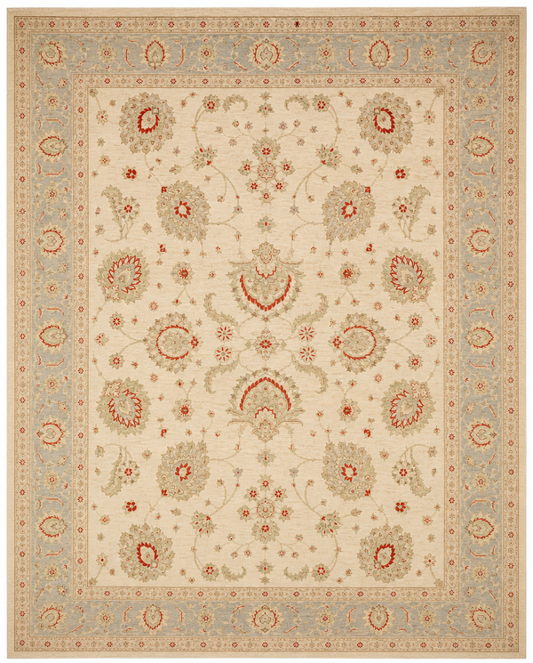 Ziegler Area Rug – Ivory Field with All-Over Floral Design, Oversized Hand-Knotted Wool Rug, 17'11" x 11'8"| Rug #49061