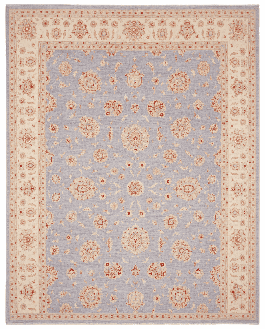 Ziegler Area Rug – Soft Lavender Grey Field with All-Over Floral Design, Hand-Knotted Wool Rug, 13'9" x 9'11" | Rug 47207 - Carpetery