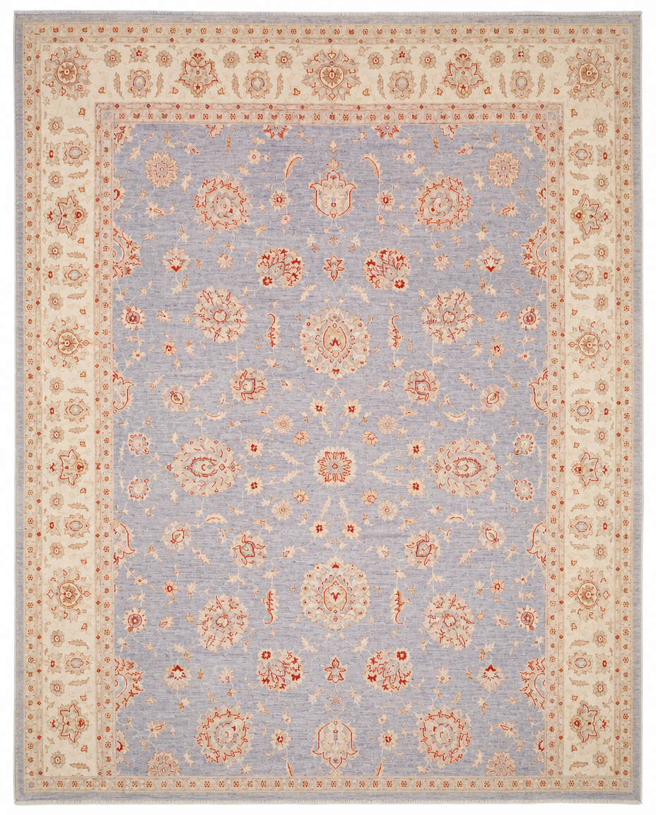 Ziegler Area Rug – Soft Lavender Grey Field with All-Over Floral Design, Hand-Knotted Wool Rug, 13'9" x 9'11" | Rug #47207