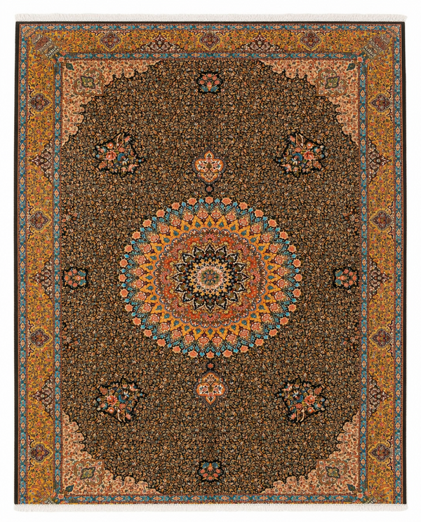 Turkish Area Rug – Sunburst Medallion Design, Hand-Knotted Silk-Wool Rug, 5'9" x 3'11" | Rug #36343
